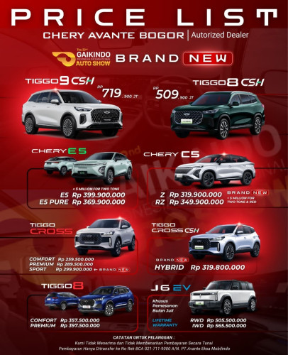 Pricelist Harga Chery sawatma 2025